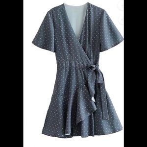 Goodnight Macaroon Polka Dot Ruffle  Wrap Dress